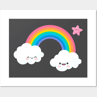 Rainbow Clouds and Star Posters and Art